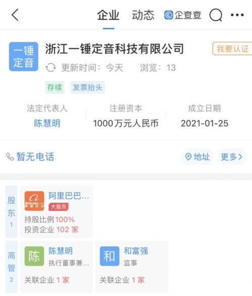 阿里進軍資產評估領域，成立浙江一錘定音科技公司布局咨詢策劃服務